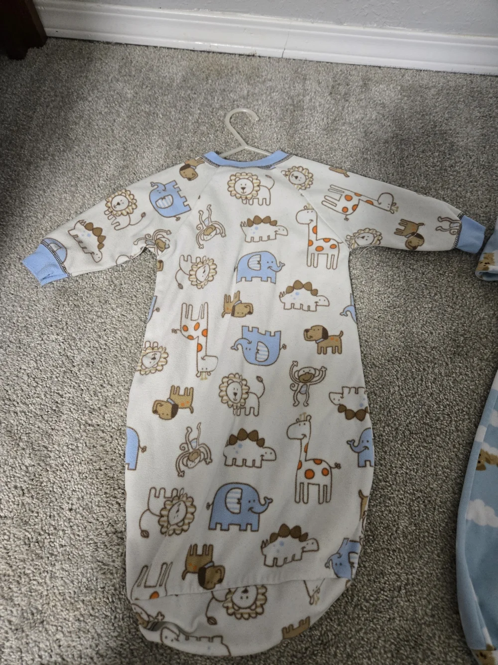 Blue and Cream Baby Sleep Gowns - Animal Print Kids Pajamas
